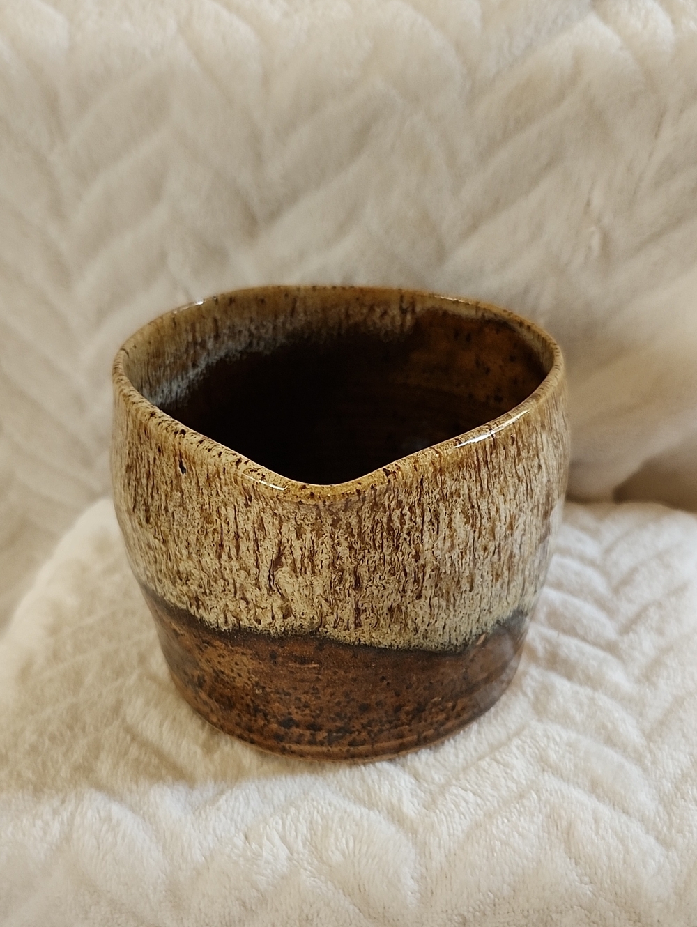 Handcrafted Brown & Cream Ceramic Bowl - Rustic Home Art